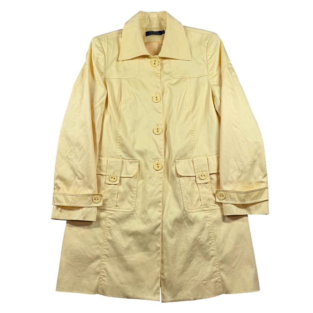 Tribal Womens Butter Yellow Stretch Cotton Trench Coat Jacket Size 14 32950-128